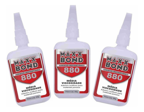 Kit 12 Un. Cola Instantânea Maxx Bond 880 Super Adesivo 20g