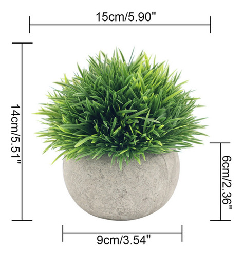 A Maceta Con Planta Artificial Pequeña Y Verde, 3 Unidades