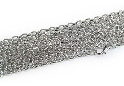 50 Cleverdelights Cable Collares De Cadena - Plata Antigua (