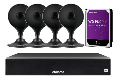Kit 4 Câmeras Infra 10 Wifi Sf Im3 Full Hd Nvr Intelbras 1tb