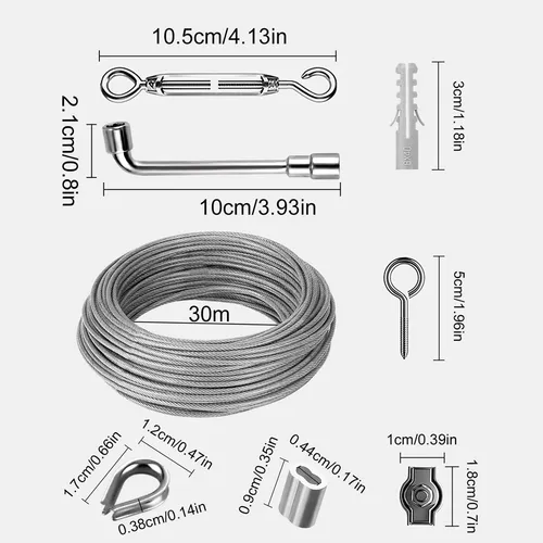 Kit De Tensado De Alambre De Acero Cubierto Con Ojales, Tens