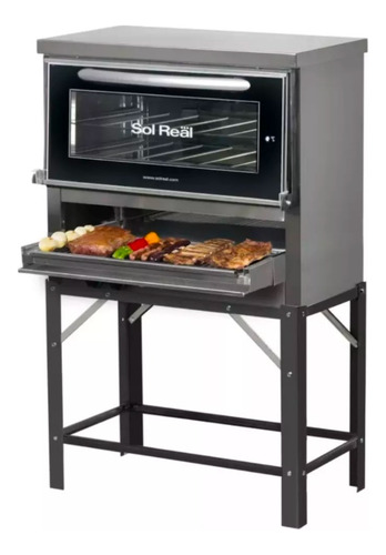 Imagen 1 de 9 de Horno Pizzero Sol Real 6 Moldes Visor Con Parrilla Sin Humo