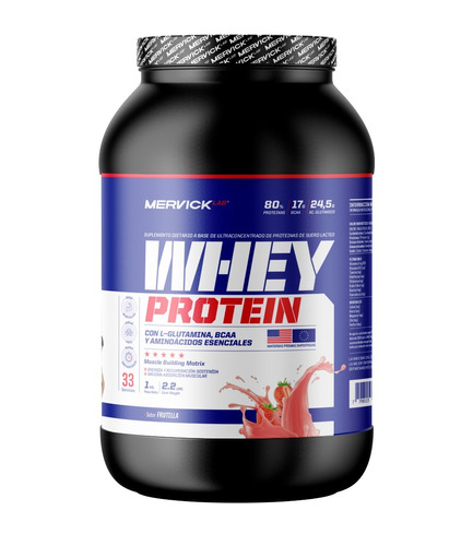 Suplemento en polvo MervickLab  Whey Protein proteínas sabor frutilla en pote de 1kg