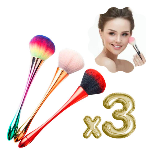 3pz Brochas Para Maquillaje Profesional Rubor Polvo Compacto Color