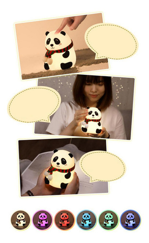 Silicona Led Sensor Táctil Luz Nocturna Linda Panda