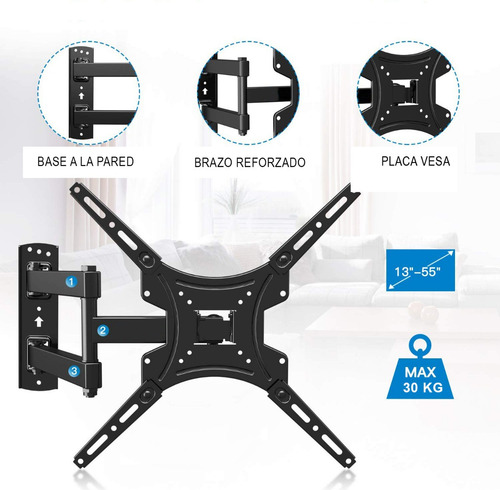 Soporte Force L74-443 de pared para TV/Monitor de 27" a 55" negro