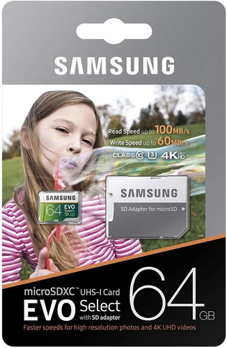 Samsung Micro Sd 64gb Evo Select U3 4k C10 Original