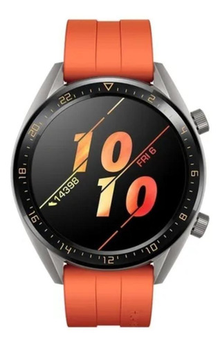 Huawei Watch GT Active 1.39" caja 46mm de  acero inoxidable  titanium gray stainless steel, malla  orange de  fluoroelastómero FTN-B19