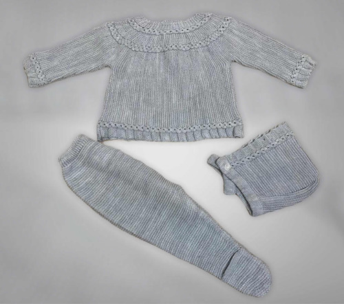 Conjunto Tejido Gris Cuello Redondo Español New Born