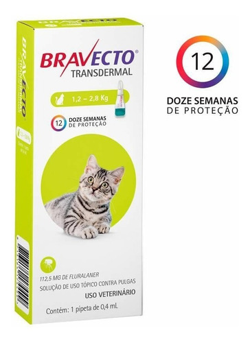 Bravecto Transdermal Gatos 1,2kg - 2,8kg