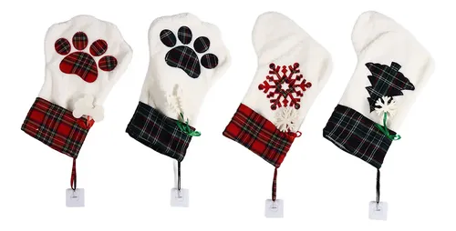 Medias Navideñas Con Inicial Bordada - Decoración Para árbol O Chimenea, Tela De Poliéster, Aprox. 18x15 Cm