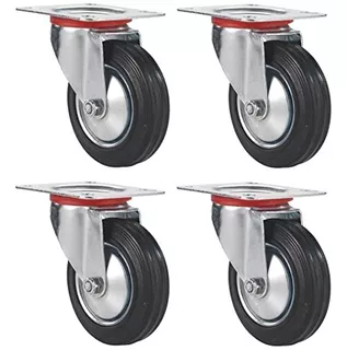 3 Swivel Caster Wheels Rubber Base With Top Plate Bear...