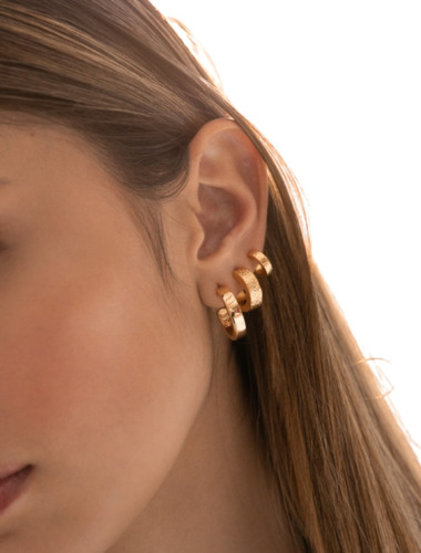 Set Aretes X3 Candongas Mujer Oro 24k-plata Diferente Tamaño