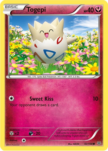 Cartas Pokemon Xy Roaring Skies Togepi 43/108 Reverse