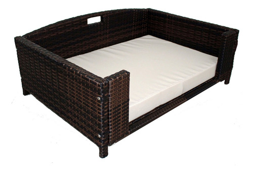 Cama Rectangular De Ratán Para Mascotas Sofá Resistente Al A