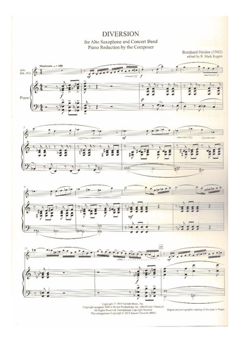 Bernhard Heiden: Diversion For Alto Saxophone & Piano.