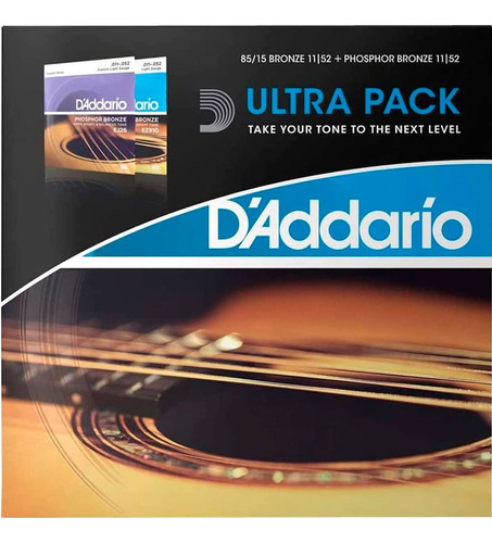 Daddario Ultra Pack Ez910 + Ej26 Encordado .011 De Acústica