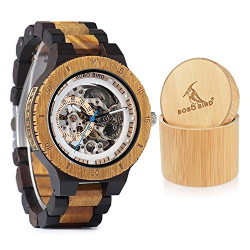 Bobo Reloj Mecanico De Madera Para Hombre Ligero Tamaño Gran