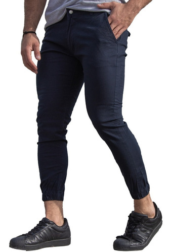 Imagen 2 de 6 de Pantalon Jogger Elastizado Gabardina Corte Chino Hombre