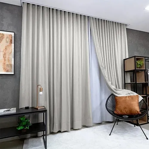 Cortina Gaze Linho 4,00x2,60 Com Blackout Para Trilho Suiço