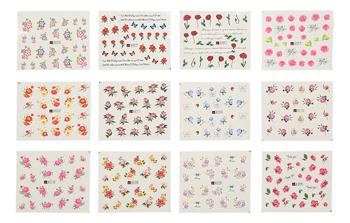 50 Hojas De Flores Mixtas Butterenfly Cartoon Arte De Uñas