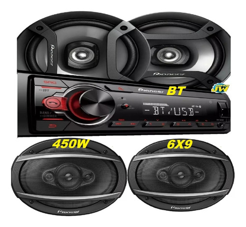 Combo Stereo Pioneer 215 Usb Bluetooth + 6x9 + 6 6/5 New 295