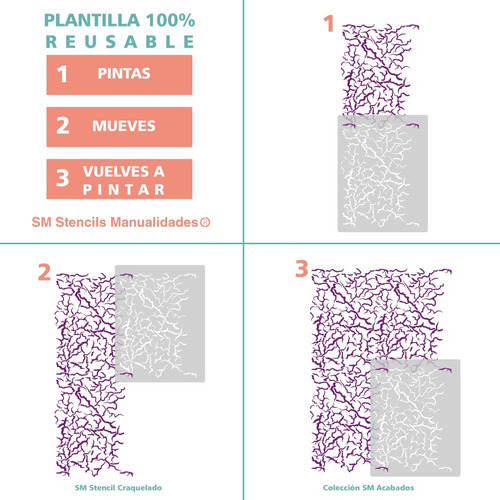 Imagen 3 de 4 de Stencil Craquelado Plantilla Reusable Para Manualidades