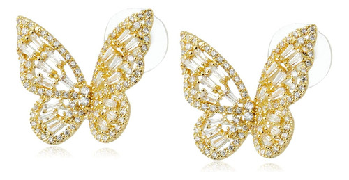 Zovie Cubic Zirconia Butterfly Pendientes, 18k Plated Stud P