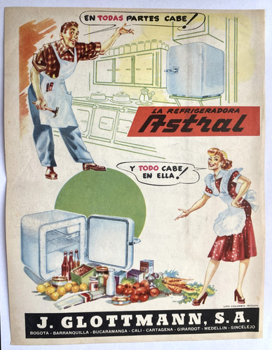 J. Glottmann Aviso Publicitario De 1951 Refrigeradora Astral