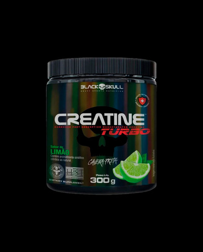 Suplemento em Pó Creatine Turbo Sabor Limão 300g Black Skull