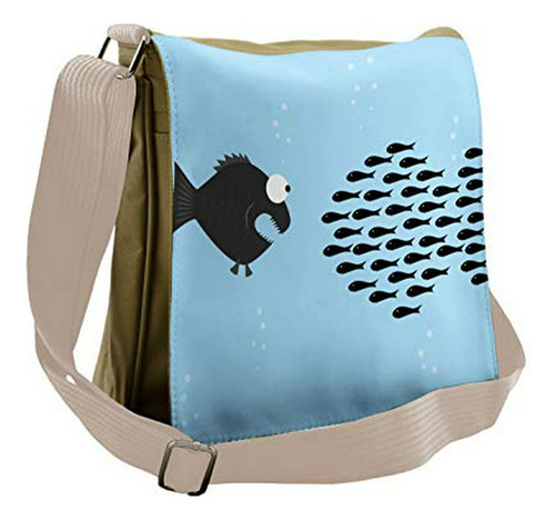 Bolso De Mensajero - Ambesonne Fish Bag, Funny Cartoon Motiv