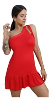 Comprar Vestido Corto Con Delicados Volados Abajo Hombro Descubierto