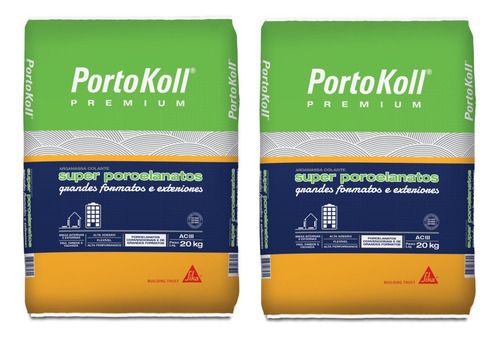 2x Argamassa Ac3 Super Porcelanatos Portokoll 20kg - Cinza