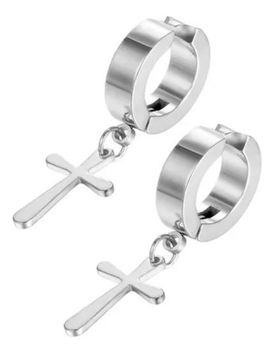 Aros Presión Argolla Acero Resistente Con Cruz Piercing Moda