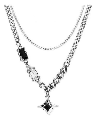 . Collar Unisex Con Colgante De Estrella De Doble Capa