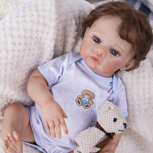 Brastoy Menino Boneco Bebê Reborn Pintada Príncipe Silicone Acessórios 48cm