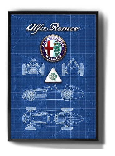 Quadro Decorativo Alfa Romeo Carro Desenho Planta