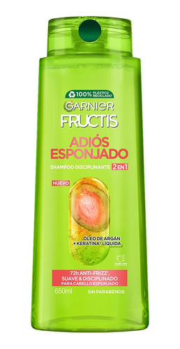 2 Pzs Garnier Shampoo 2 En 1 Adios Esponjado Fructis 650ml