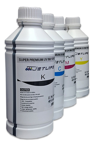 Pack De 4 Tinta Uv Compatible 1 Lt. Epson Jetllife 4 Colores