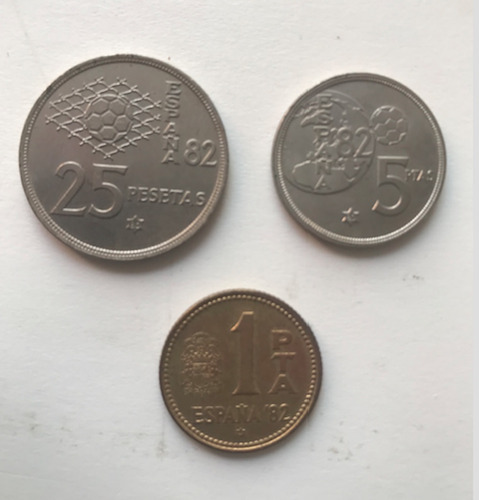 Monedas Españolas -25, 5 Y 1 Peseta 1980 - Mundial España 82 (Usado)