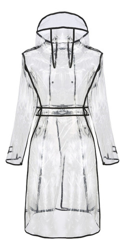 Impermeable Transparente Moda Eva Con Capucha Con Cinturón