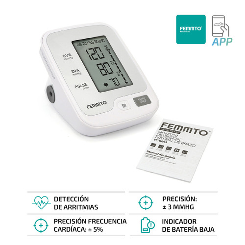 Tensiometro Digital Brazo Medidor Presion Arterial Enfermeria Automatico Femmto
