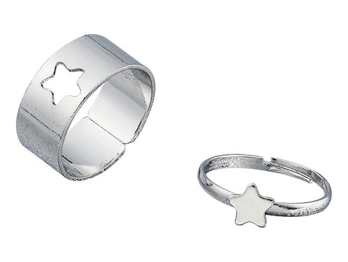 Anillos Novios Pareja Compromiso Estrella Regulable Plateado