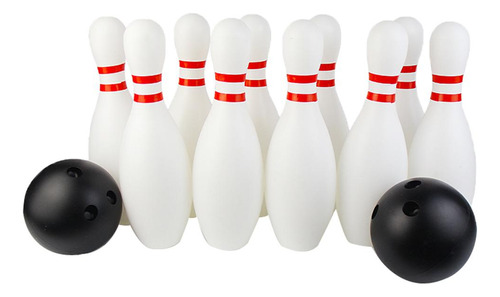 12 Unids Juego De Boliche 10 Pasadores De Bolos 2 Bolas 16cm