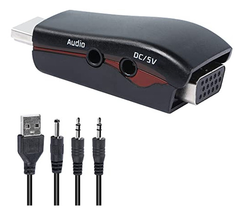 Adaptador Hdmi A Vga Con Audio, Hd 1080p, 3.5mm, Pc, Tv,