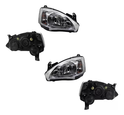 2 Faros Cromado Liso Dfzn Corsa 2003 2004 2005 2006 2007