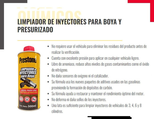 Limpiador De Inyectores Prestone Para Boya 500 Ml