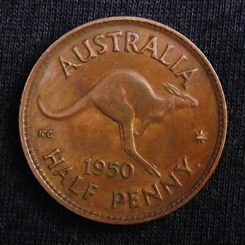 Australia 1/2 Penny 1950 Excelente Km 42 Canguro