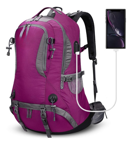 Mochila De Senderismo Impermeable De 50 L. Violeta