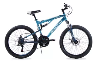 Bicicleta Benotto Mtb Blackcomb R24 21v Shimano Doble Suspen Color Azul
